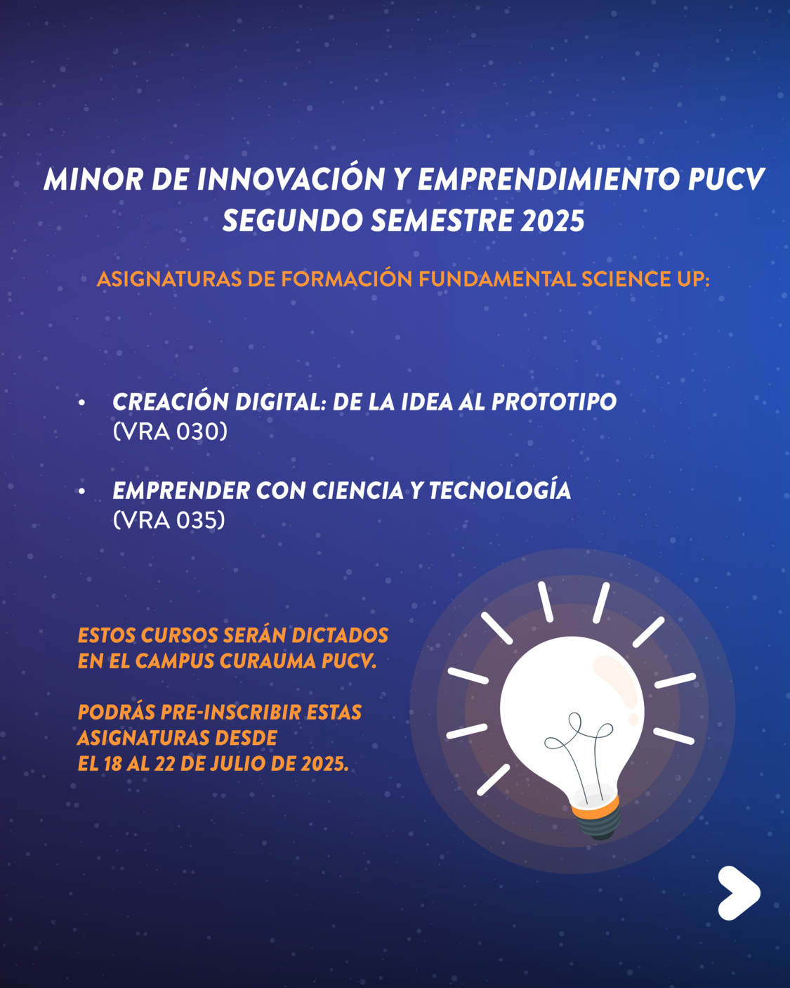 Pre-inscripción asignaturas PUCV Segundo Semestre 2025