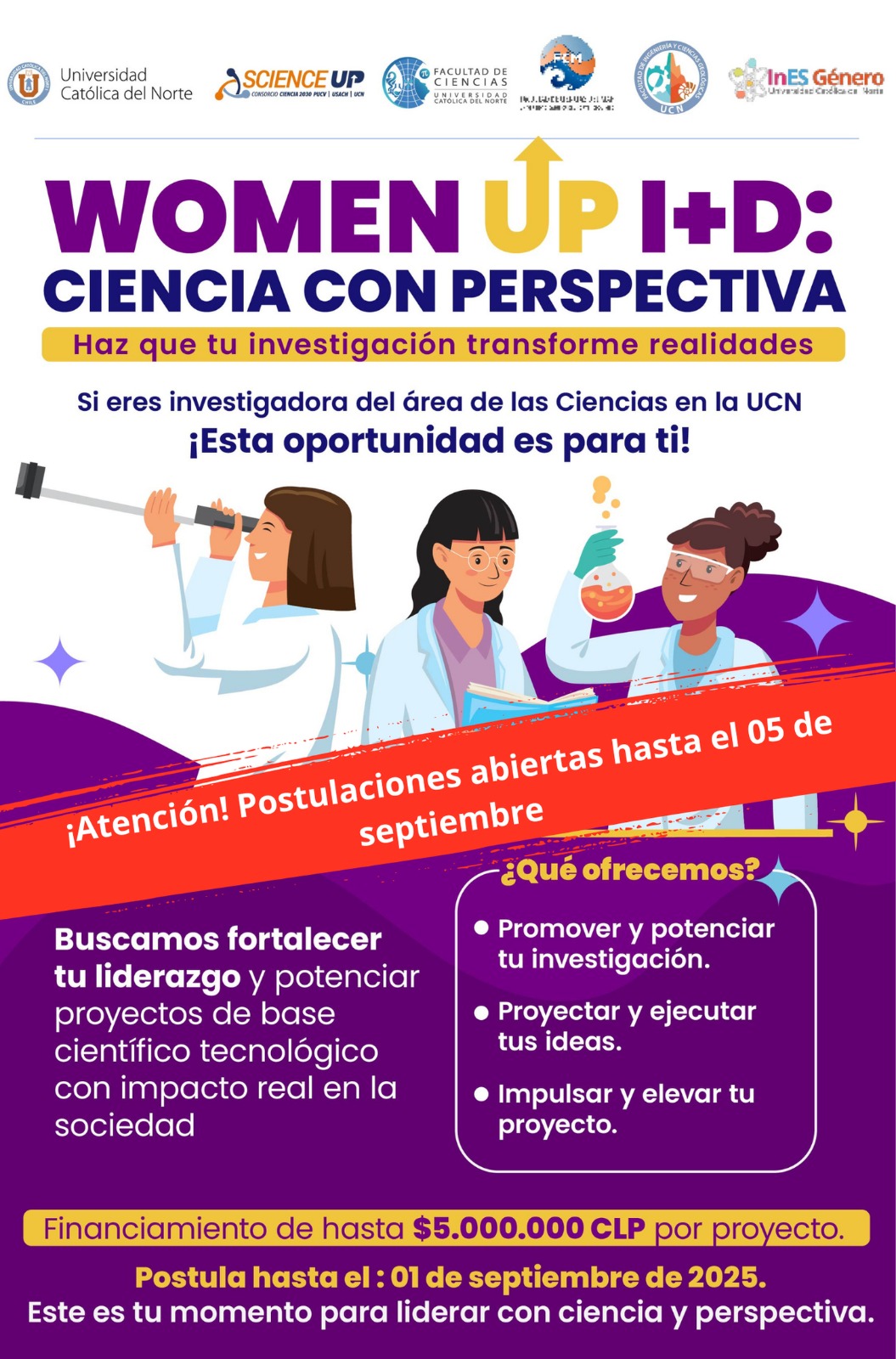 ¡Plazo extendido! Concurso Women UP I+D abre su convocatoria para investigadoras UCN